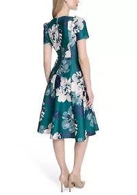 Women's Floral Printed Fit and Flare Dress