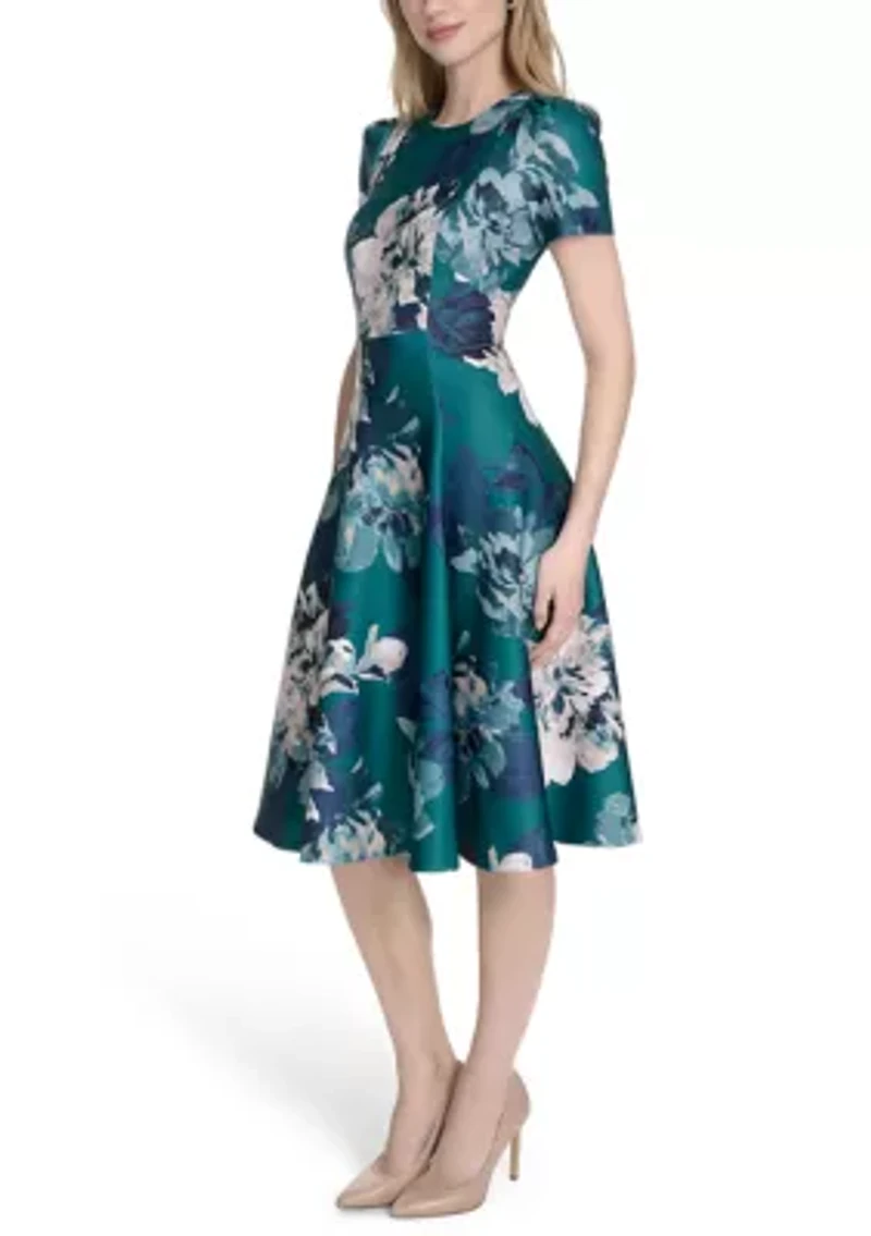 Women's Floral Printed Fit and Flare Dress