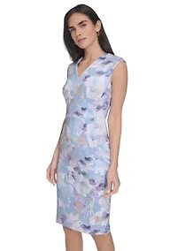 Women's Sleeveless Floral Printed Sheath Dress