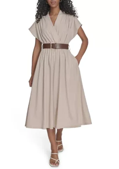 Women's Belted A-Line Dress