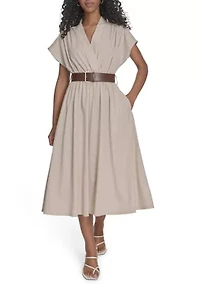 Women's Belted A-Line Dress