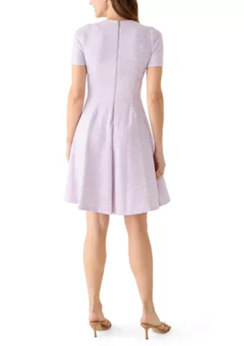 Women's Short Sleeve Crew Neck Fit and Flare Dress