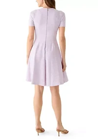 Women's Short Sleeve Crew Neck Fit and Flare Dress