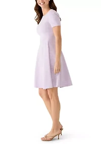 Women's Short Sleeve Crew Neck Fit and Flare Dress