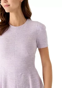 Women's Short Sleeve Crew Neck Fit and Flare Dress