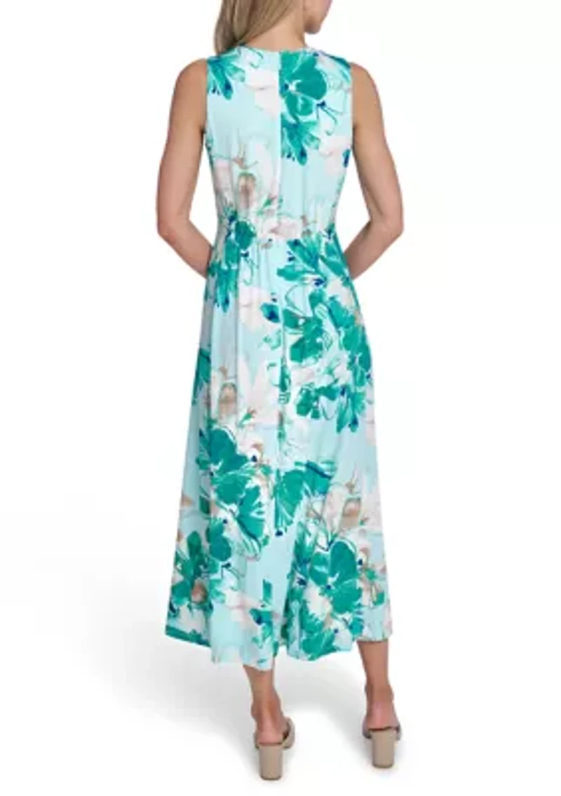 Women's Sleeveless Chiffon Print A-Line Dress