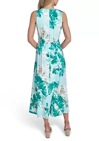 Women's Sleeveless Chiffon Print A-Line Dress