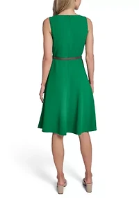 Women's Sleeveless Solid Scuba A-Line Dress