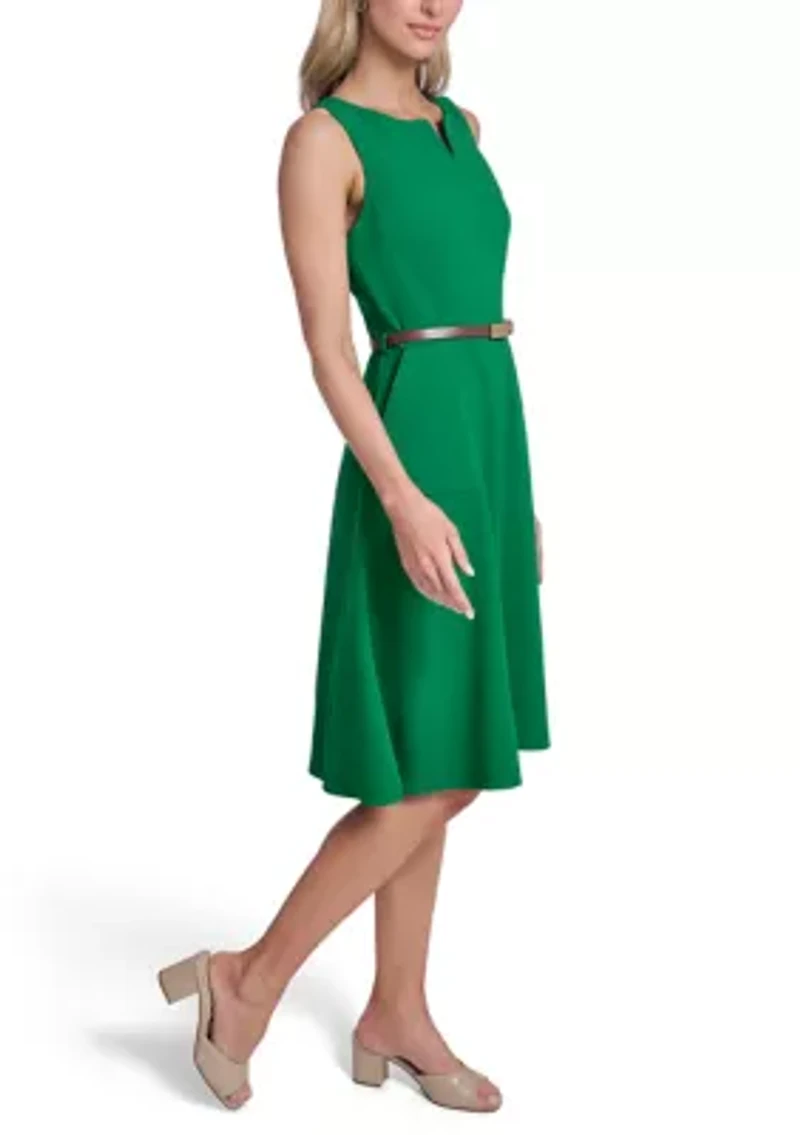 Women's Sleeveless Solid Scuba A-Line Dress