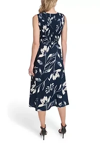 Women's Sleeveless Print Crepe Maxi Dress
