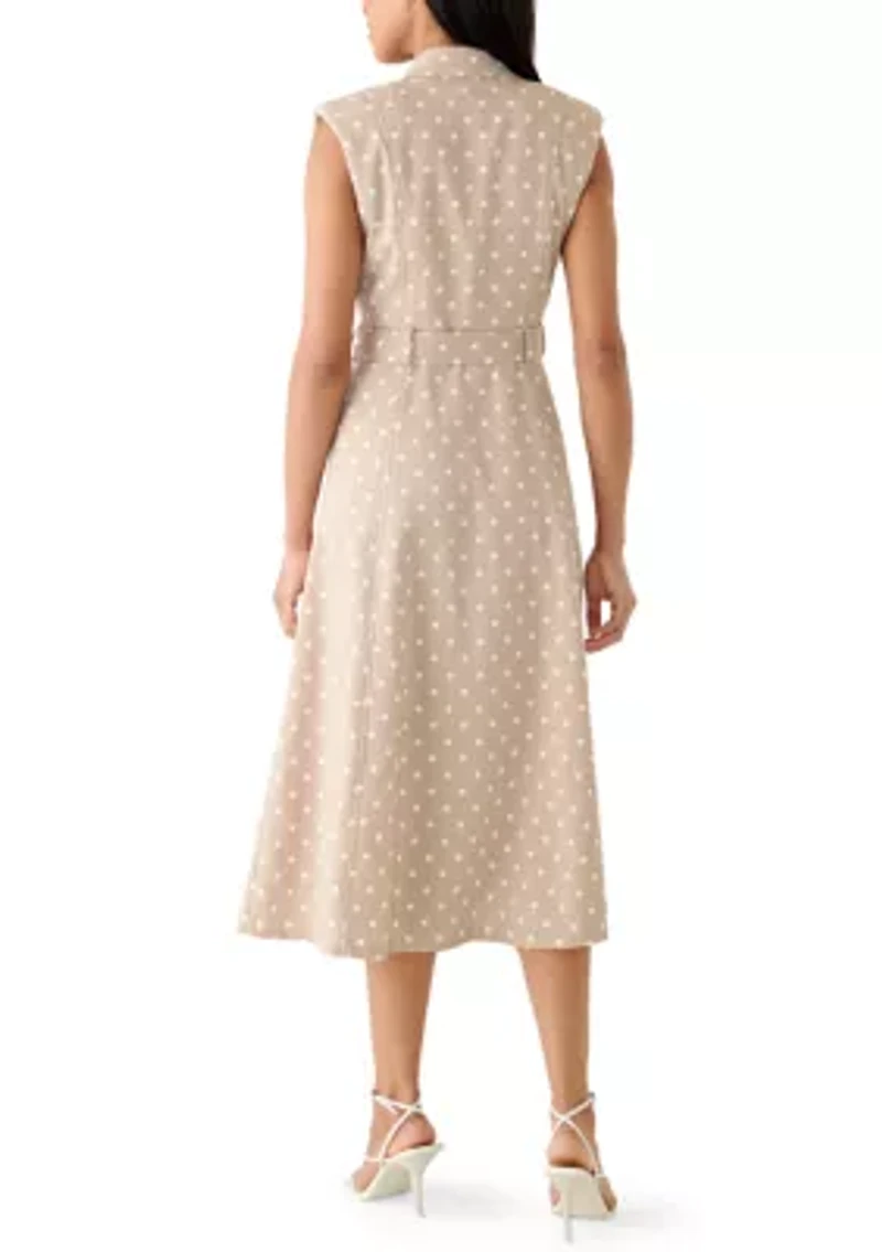 Women's Sleeveless Scuba Printed Shirtdress