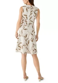 Women's Sleeveless Linen Printed A-Line Dress