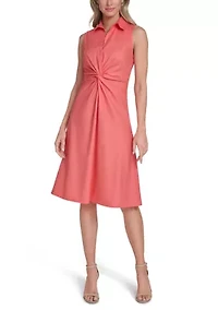 Women's Sleeveless Solid Shirtdress