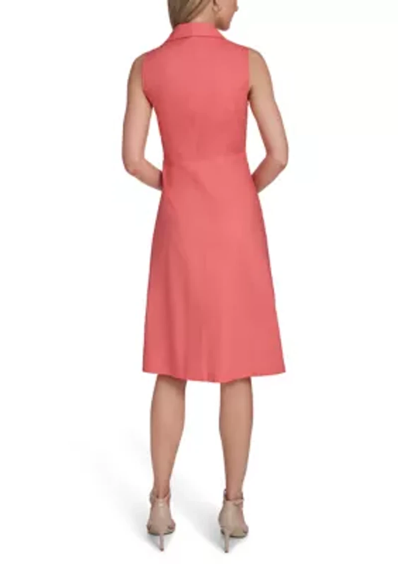 Women's Sleeveless Solid Shirtdress