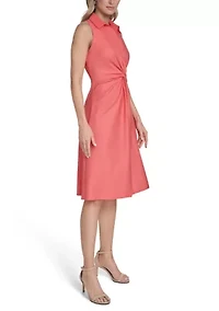 Women's Sleeveless Solid Shirtdress
