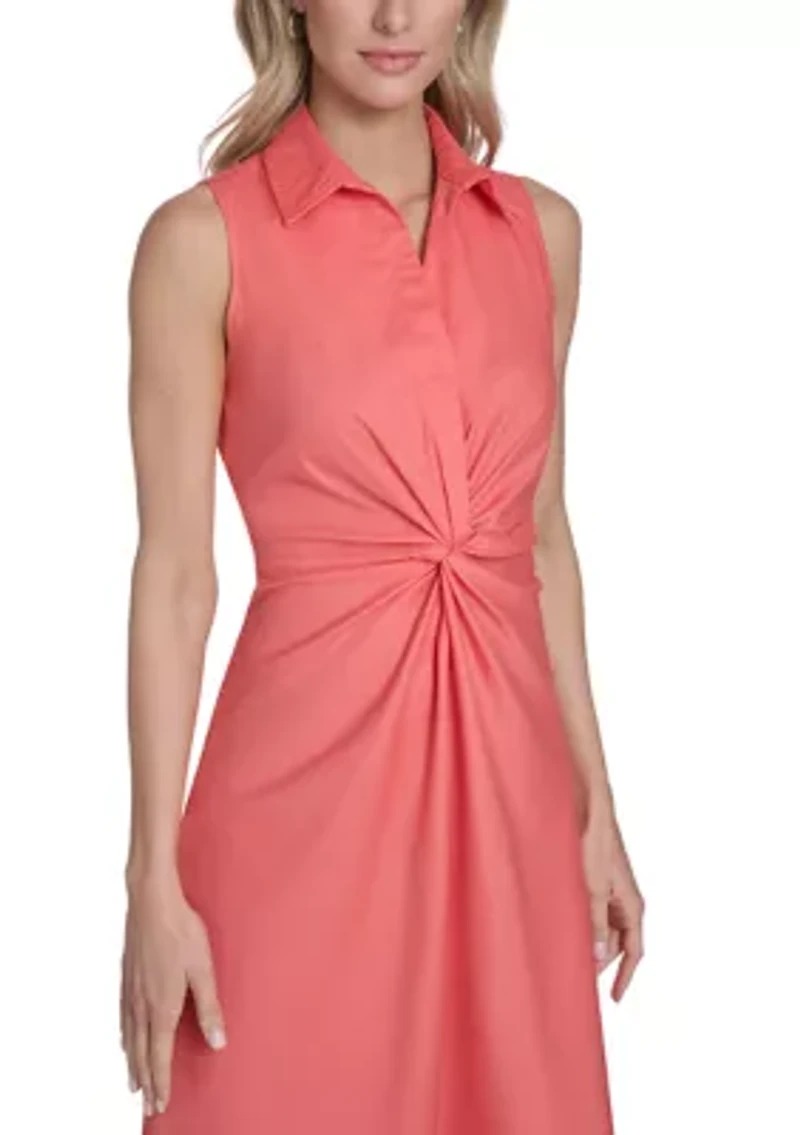 Women's Sleeveless Solid Shirtdress