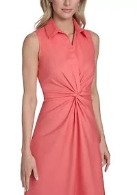 Women's Sleeveless Solid Shirtdress