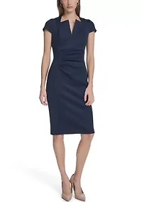 Women's Sleeveless Solid Scuba Sheath Dress