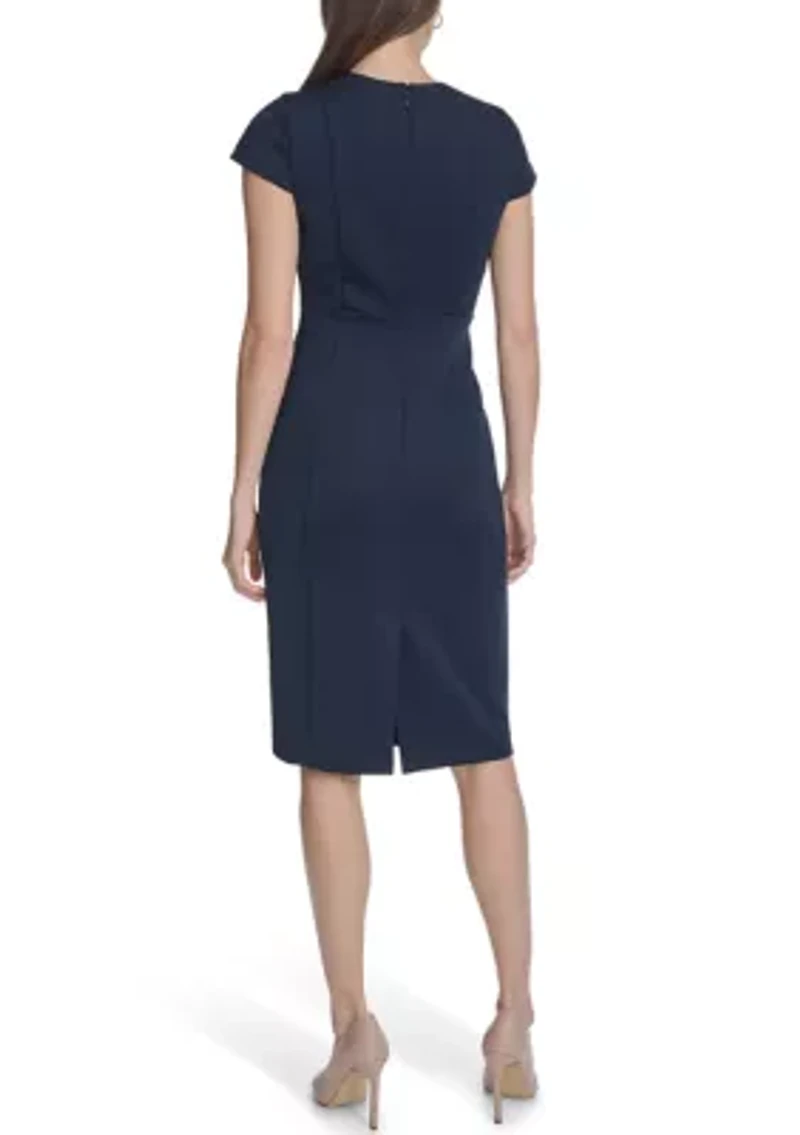 Women's Sleeveless Solid Scuba Sheath Dress