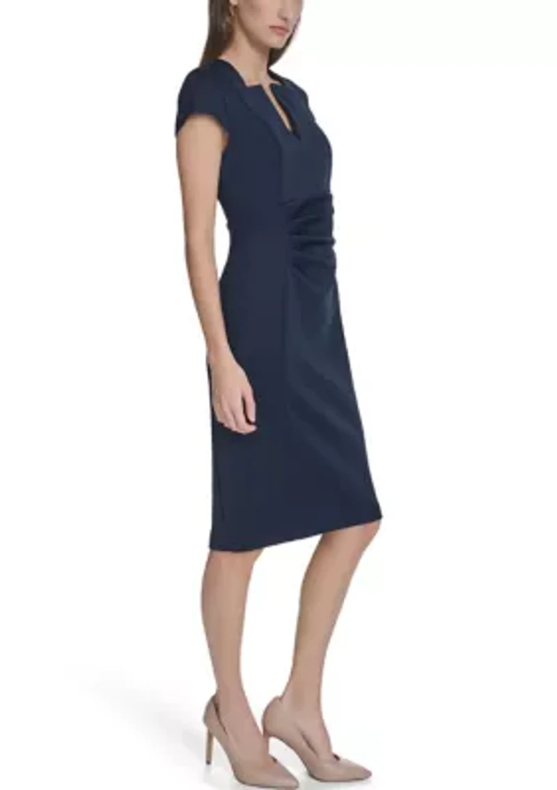 Women's Sleeveless Solid Scuba Sheath Dress