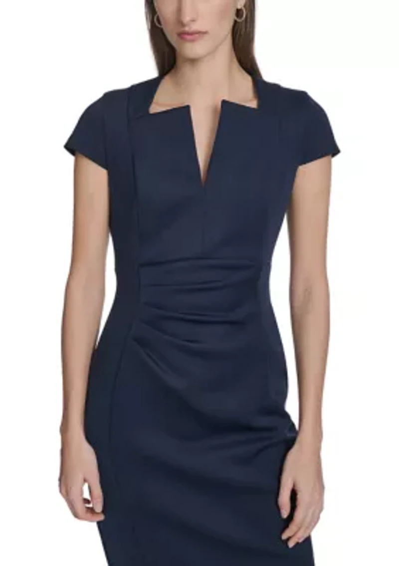 Women's Sleeveless Solid Scuba Sheath Dress