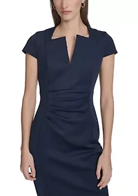 Women's Sleeveless Solid Scuba Sheath Dress