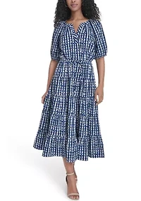 Women's Crepe Printed Tiered A-Line Dress