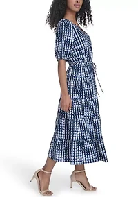 Women's Crepe Printed Tiered A-Line Dress