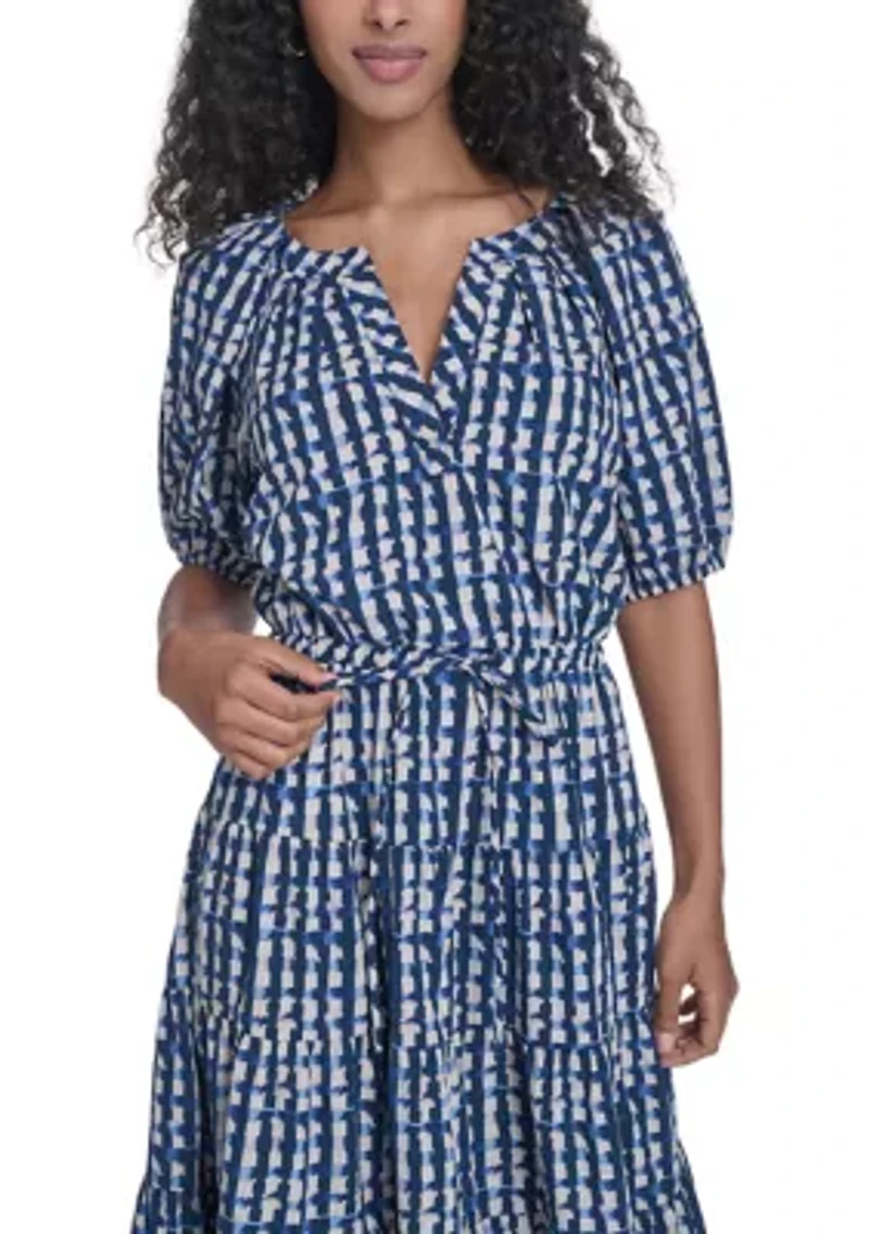 Women's Crepe Printed Tiered A-Line Dress