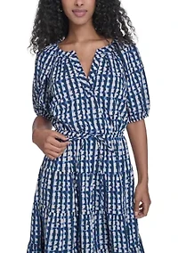 Women's Crepe Printed Tiered A-Line Dress
