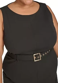 Plus Scuba Sleeveless Solid Shift Dress