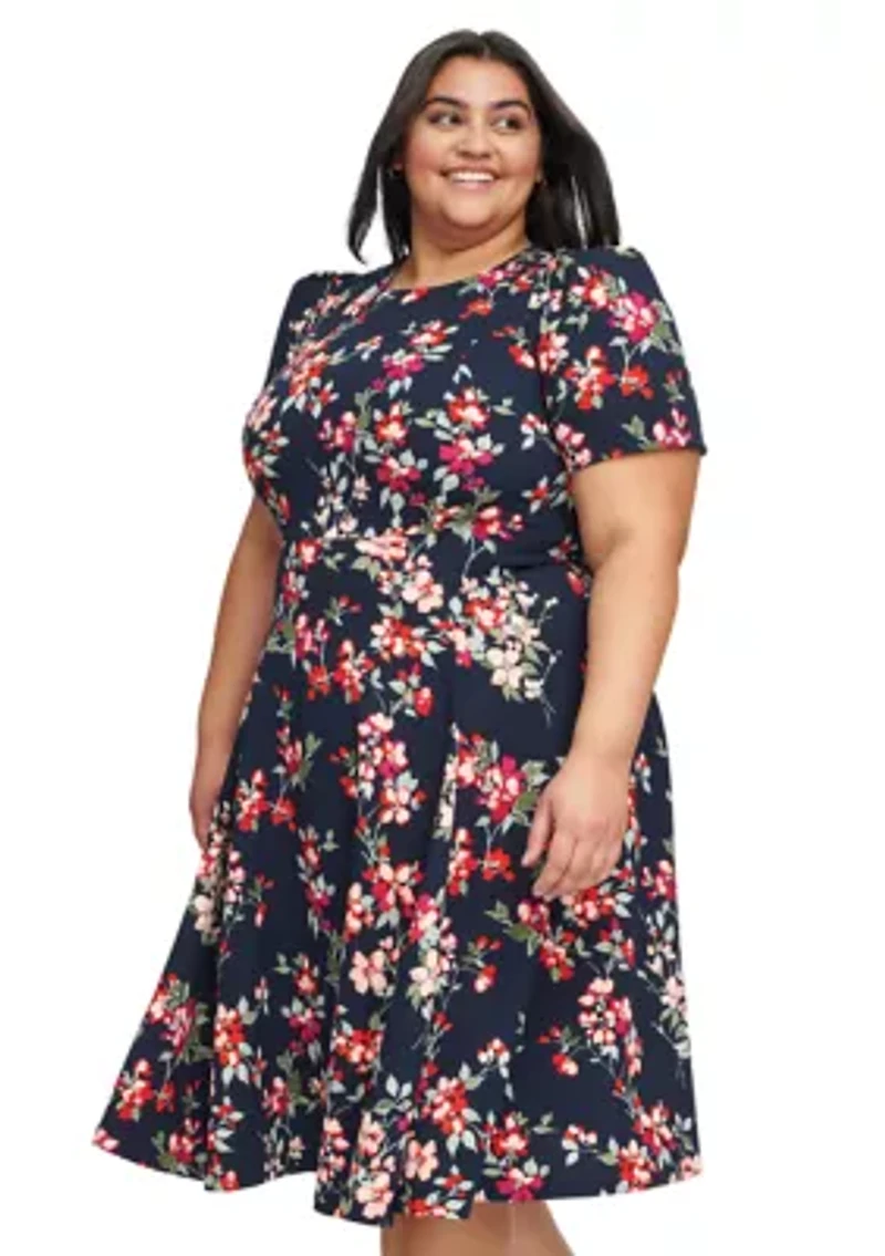 PLus Puff Sleeve Floral Dress