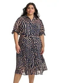 Women's Short Sleeve Collared Printed Shirtdress