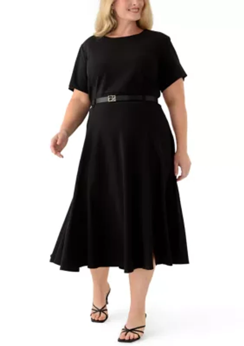 Plus Scuba Crepe Midi Dress