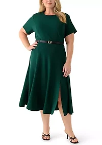 Plus Scuba Crepe Midi Dress