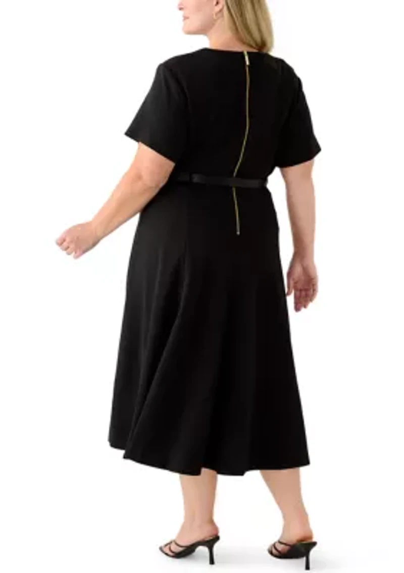 Plus Scuba Crepe Midi Dress