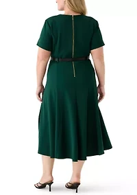 Plus Scuba Crepe Midi Dress