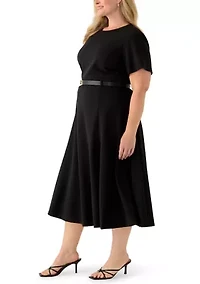 Plus Scuba Crepe Midi Dress
