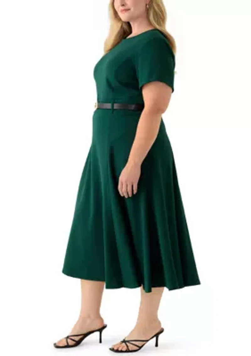 Plus Scuba Crepe Midi Dress