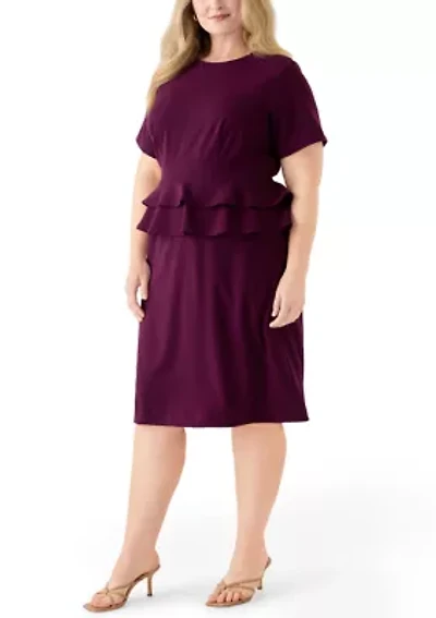 Plus A-Line Scuba Peplum Dress