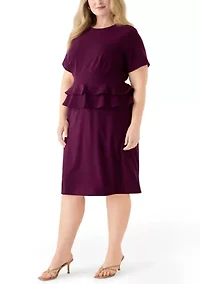 Plus A-Line Scuba Peplum Dress