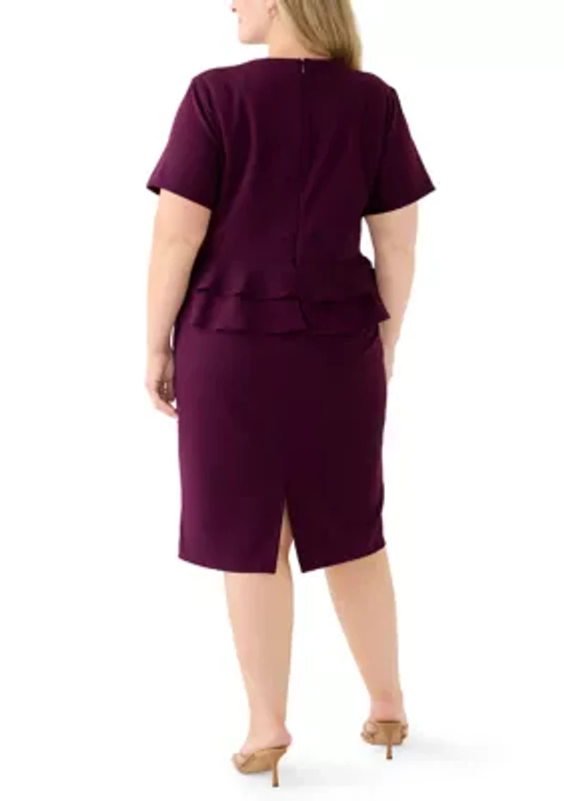 Plus A-Line Scuba Peplum Dress