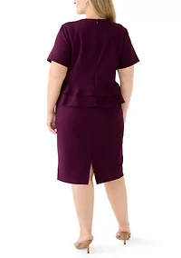 Plus A-Line Scuba Peplum Dress