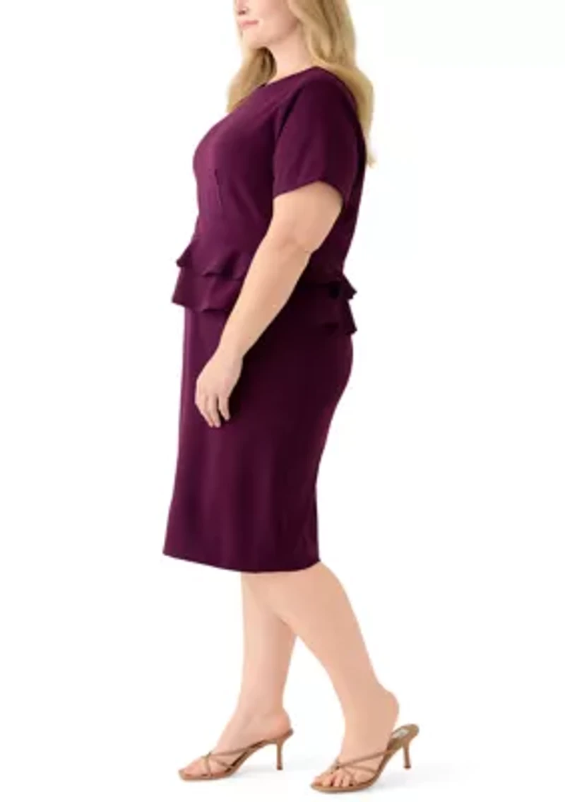 Plus A-Line Scuba Peplum Dress
