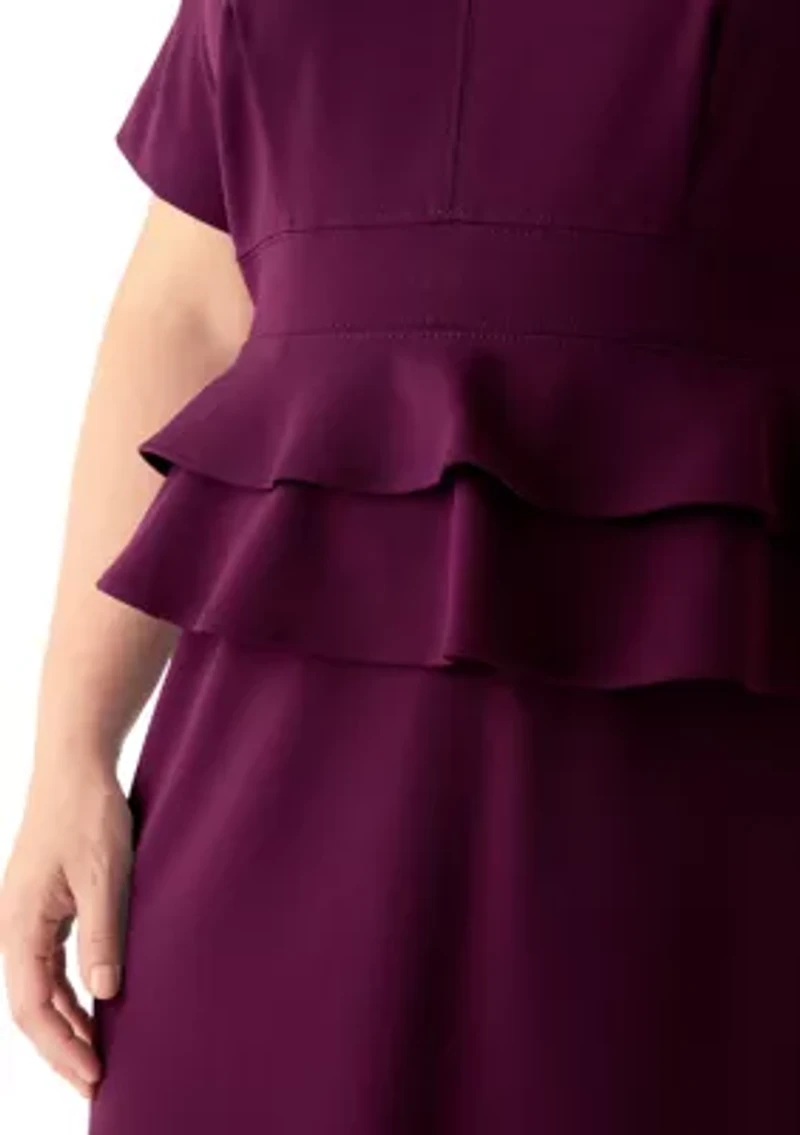 Plus A-Line Scuba Peplum Dress