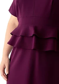 Plus A-Line Scuba Peplum Dress