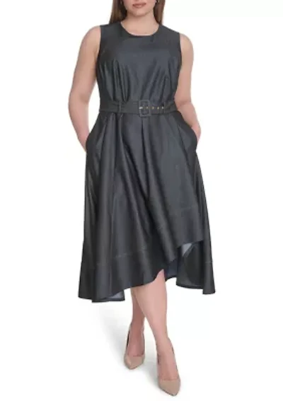 Plus Chambray Fit and Flare Dress