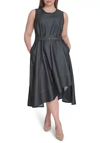 Plus Chambray Fit and Flare Dress