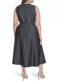 Plus Chambray Fit and Flare Dress