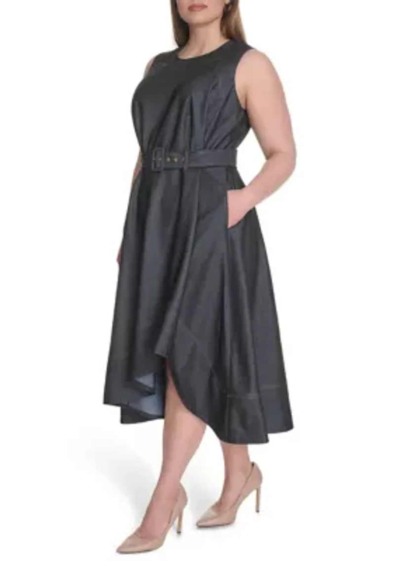 Plus Chambray Fit and Flare Dress